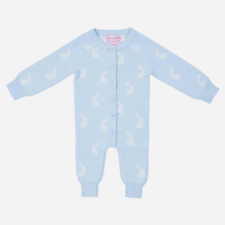 Knitted Louie Romper - Little Bunny Sky Blue