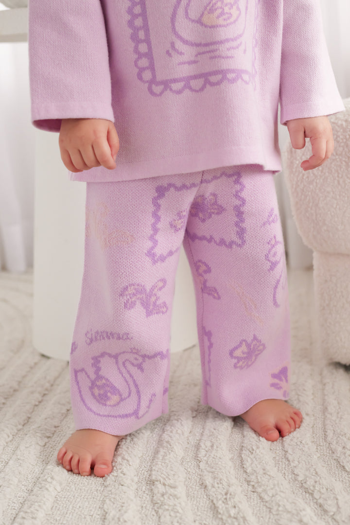 Knitted Wide Leg Pants - Swan