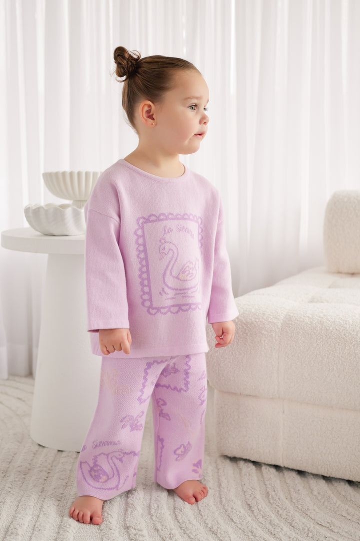 Knitted Wide Leg Pants - Swan
