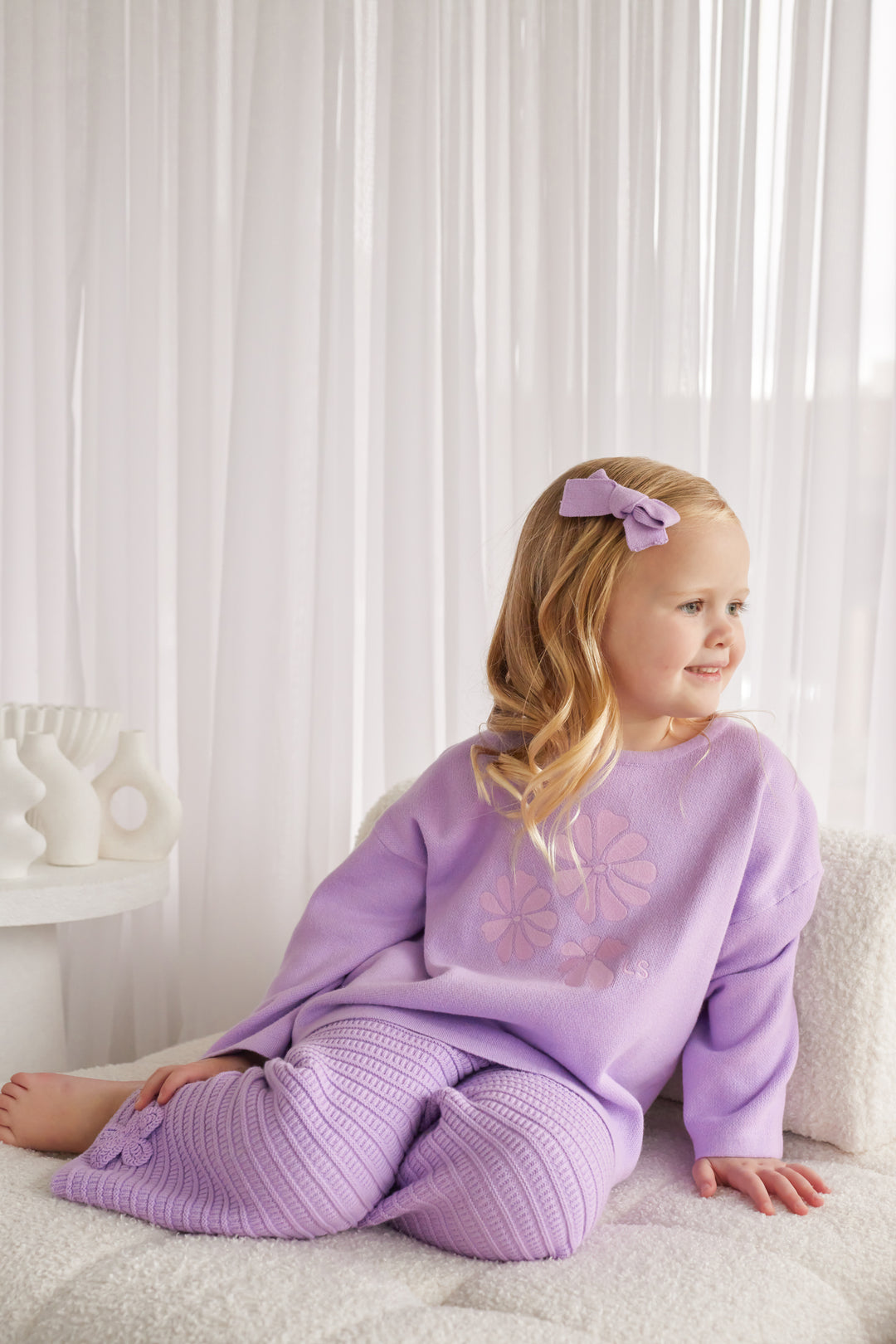 Knitted Wide Leg Pants - Wisteria