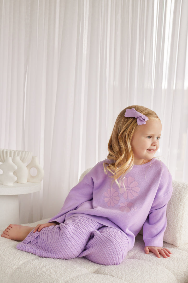 Knitted Wide Leg Pants - Wisteria