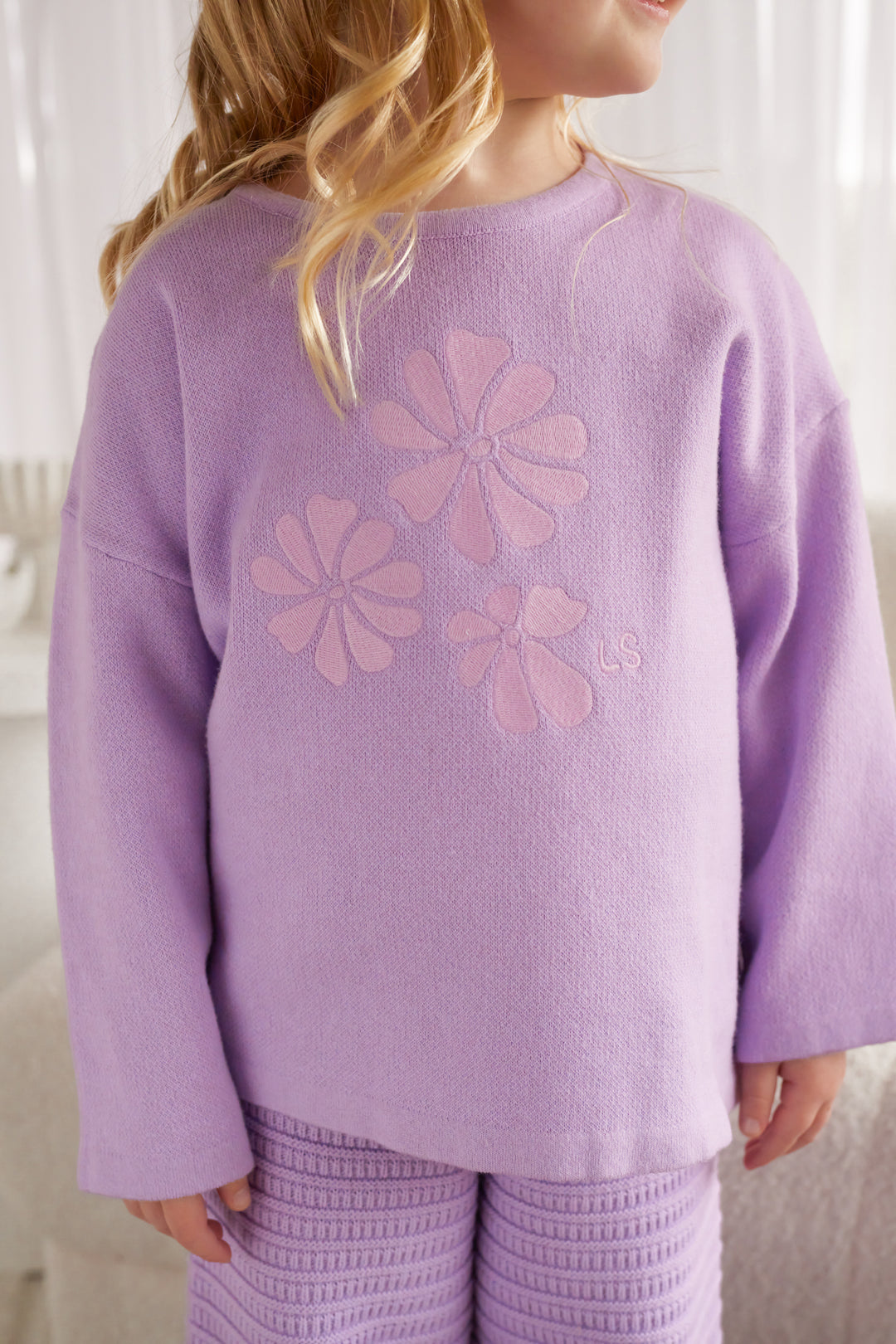 Knitted Long Sleeve Tee - Wisteria
