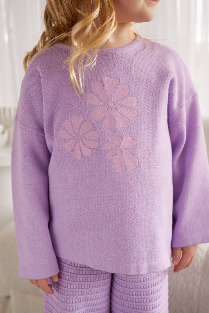 Knitted Long Sleeve Tee - Wisteria