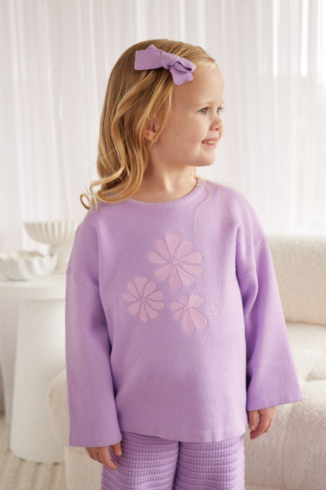Knitted Long Sleeve Tee - Wisteria