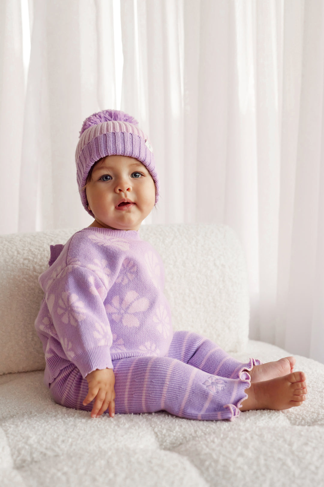 Knitted Flare Leggings - Wisteria Stripe
