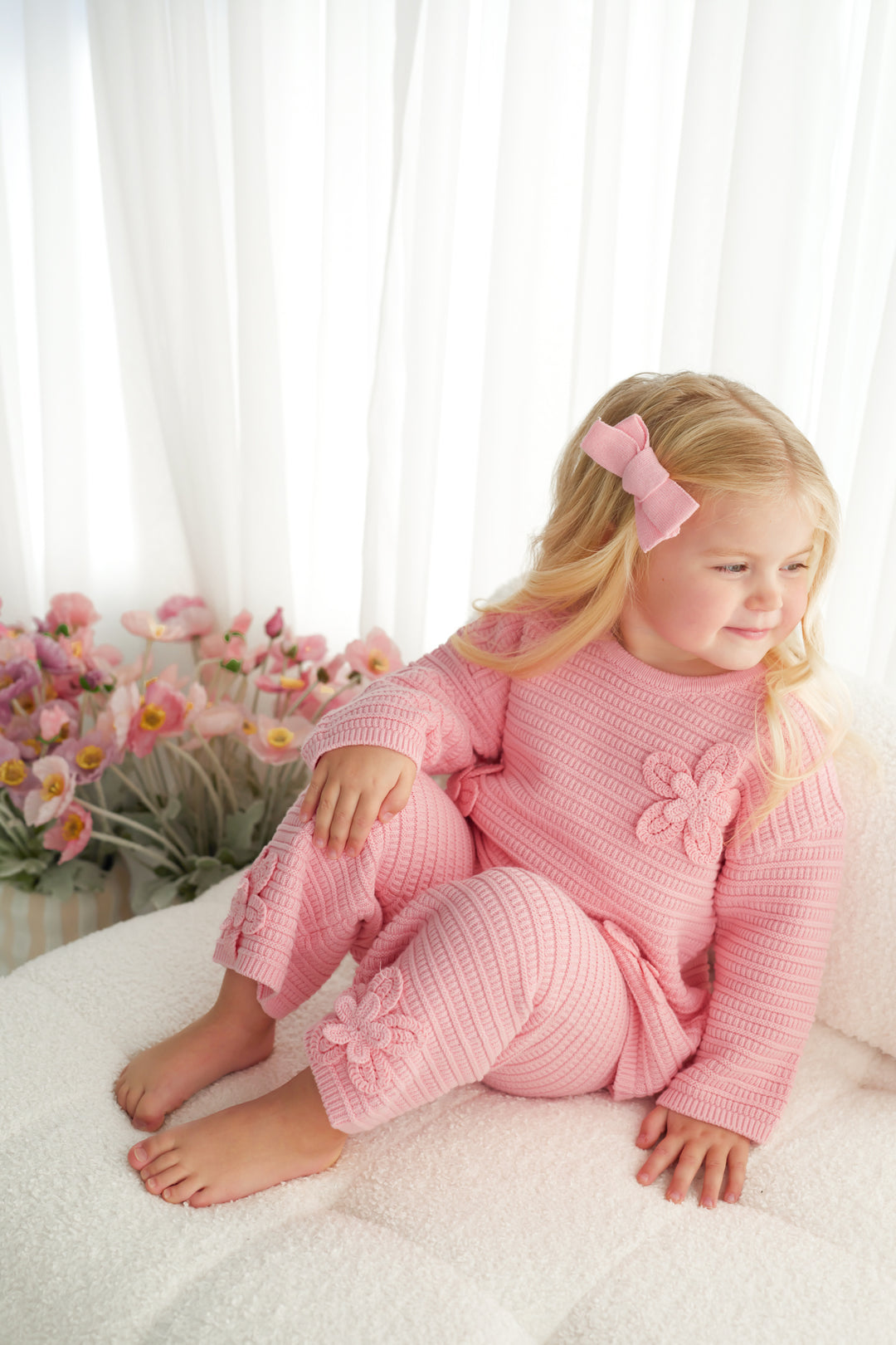 Knitted Mini Bows - Ballet Pink