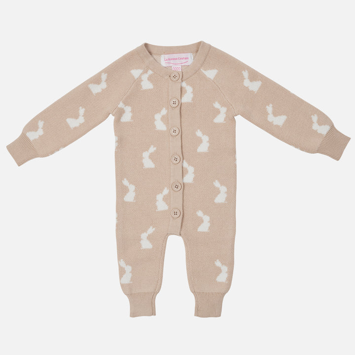Knitted Louie Romper - Little Bunny Oat