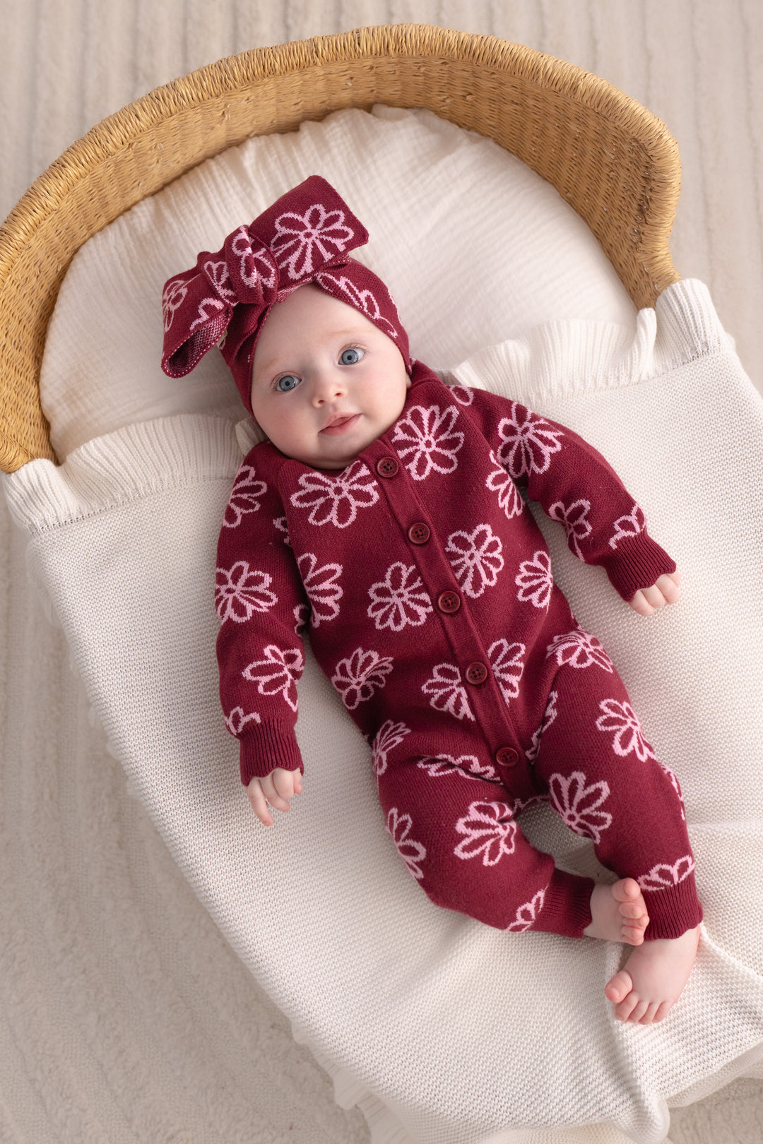 Knitted Louie Romper - Merlot Bloom