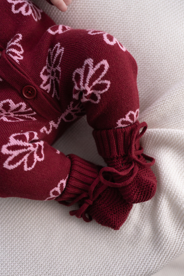 Knitted Booties - Merlot