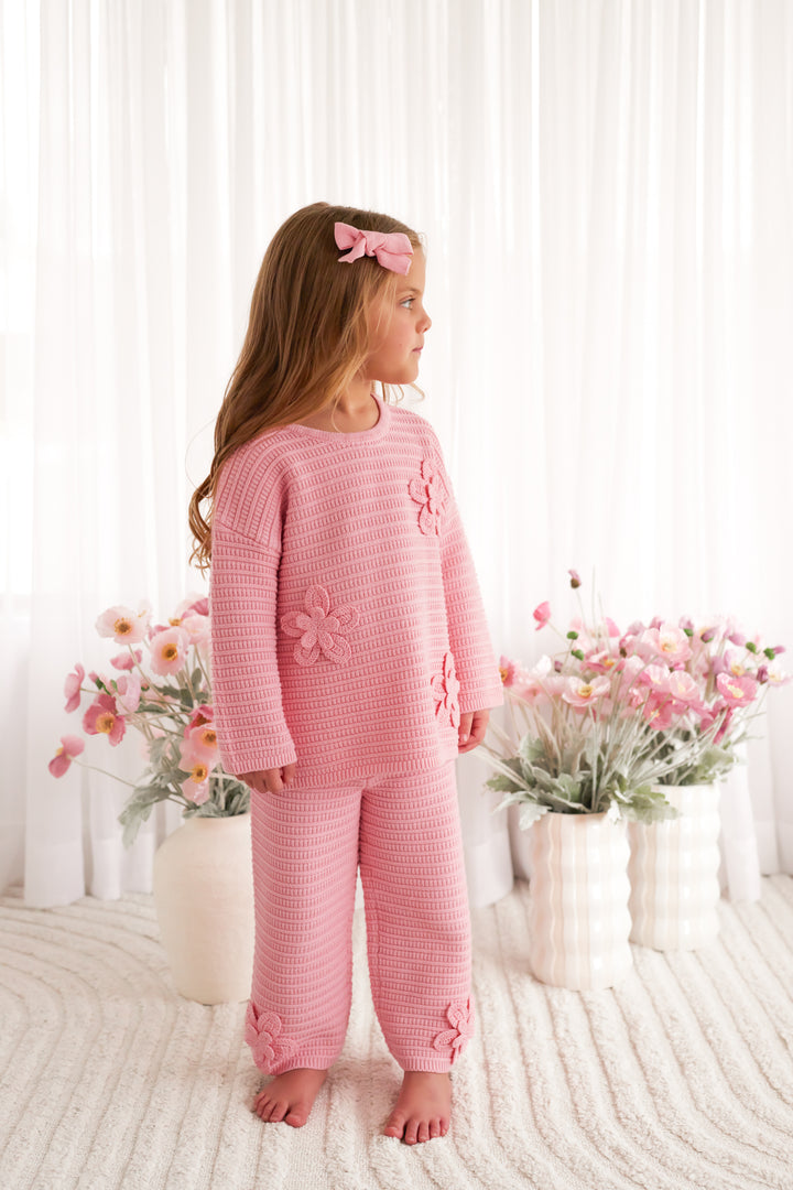 Knitted Wide Leg Pants - Ballet Pink