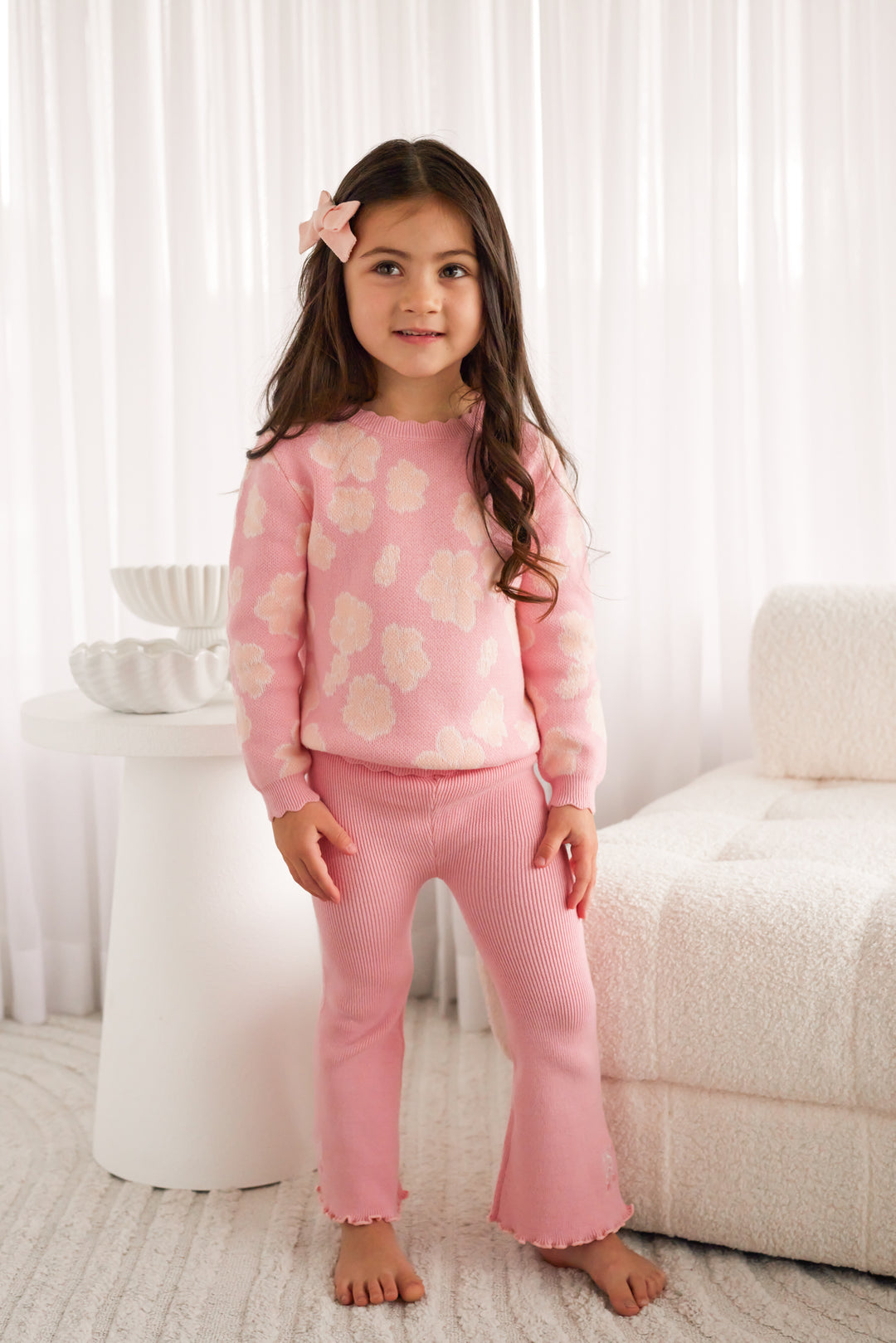 Knitted Flare Leggings - Ballet Pink