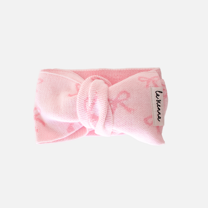 Knitted Headwrap - Pink Bows