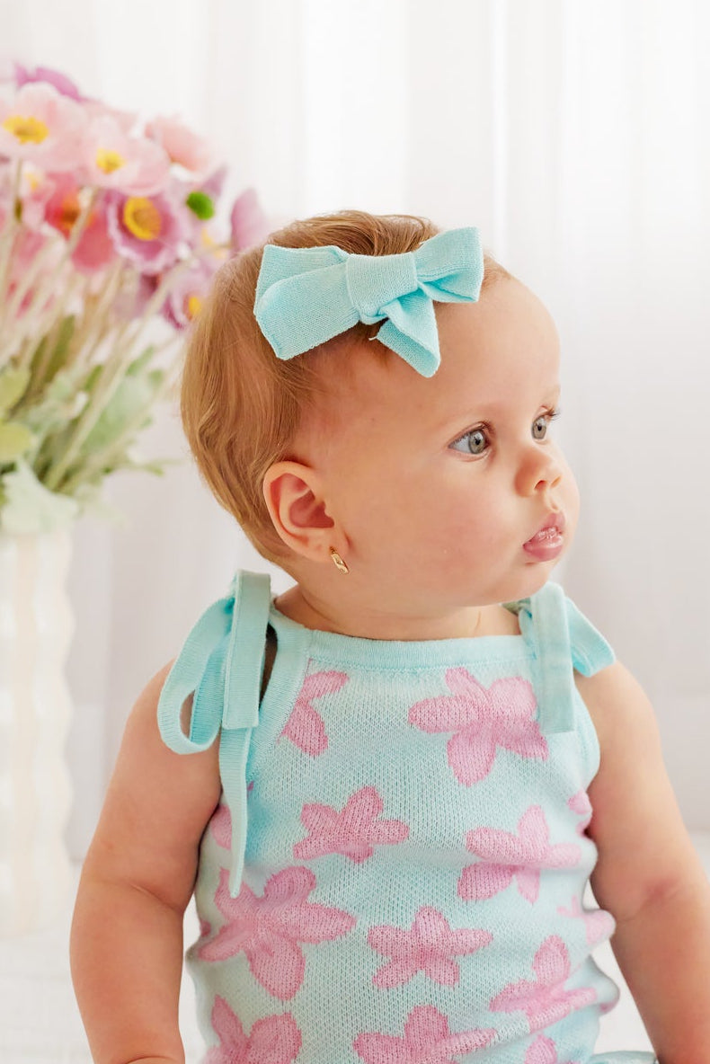 Knitted Mini Bows - Aqua