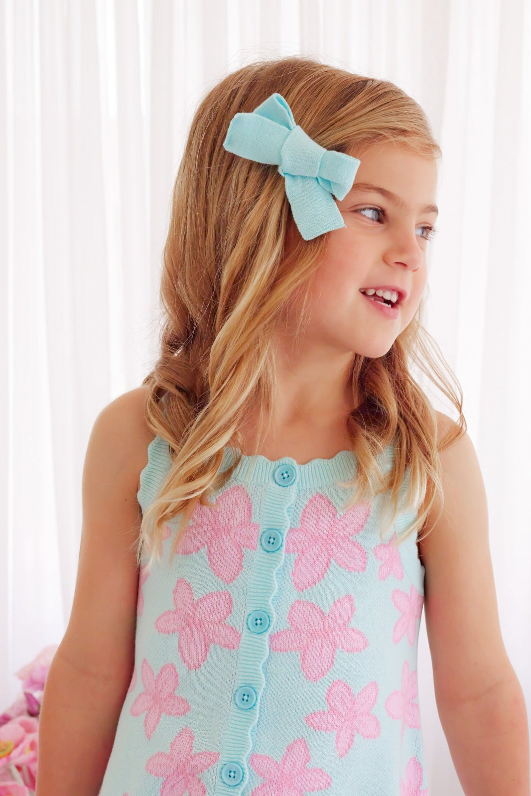 Knitted Mini Bows - Aqua