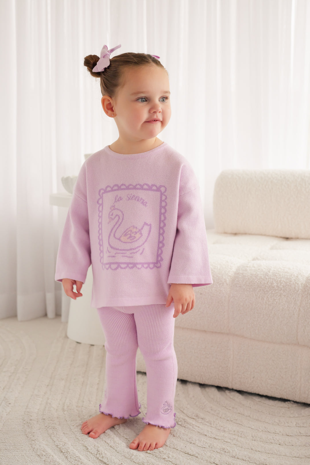 Knitted Flare Leggings - Lavender
