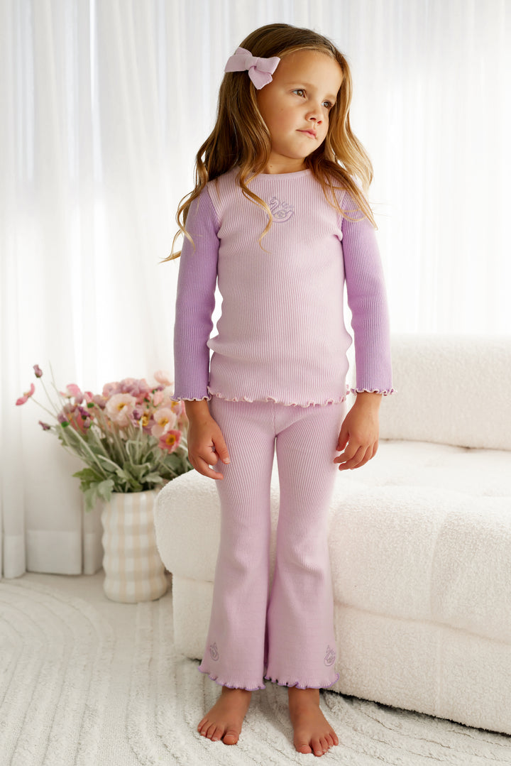 Knitted Flare Leggings - Lavender