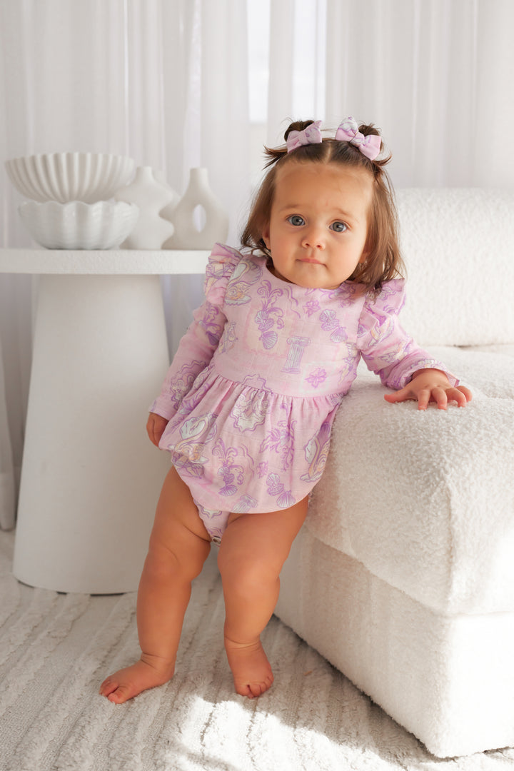 Muslin Frill Romper - Swan