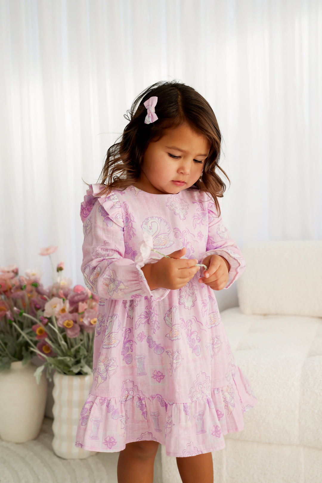 Muslin Ruffle Dress - Swan