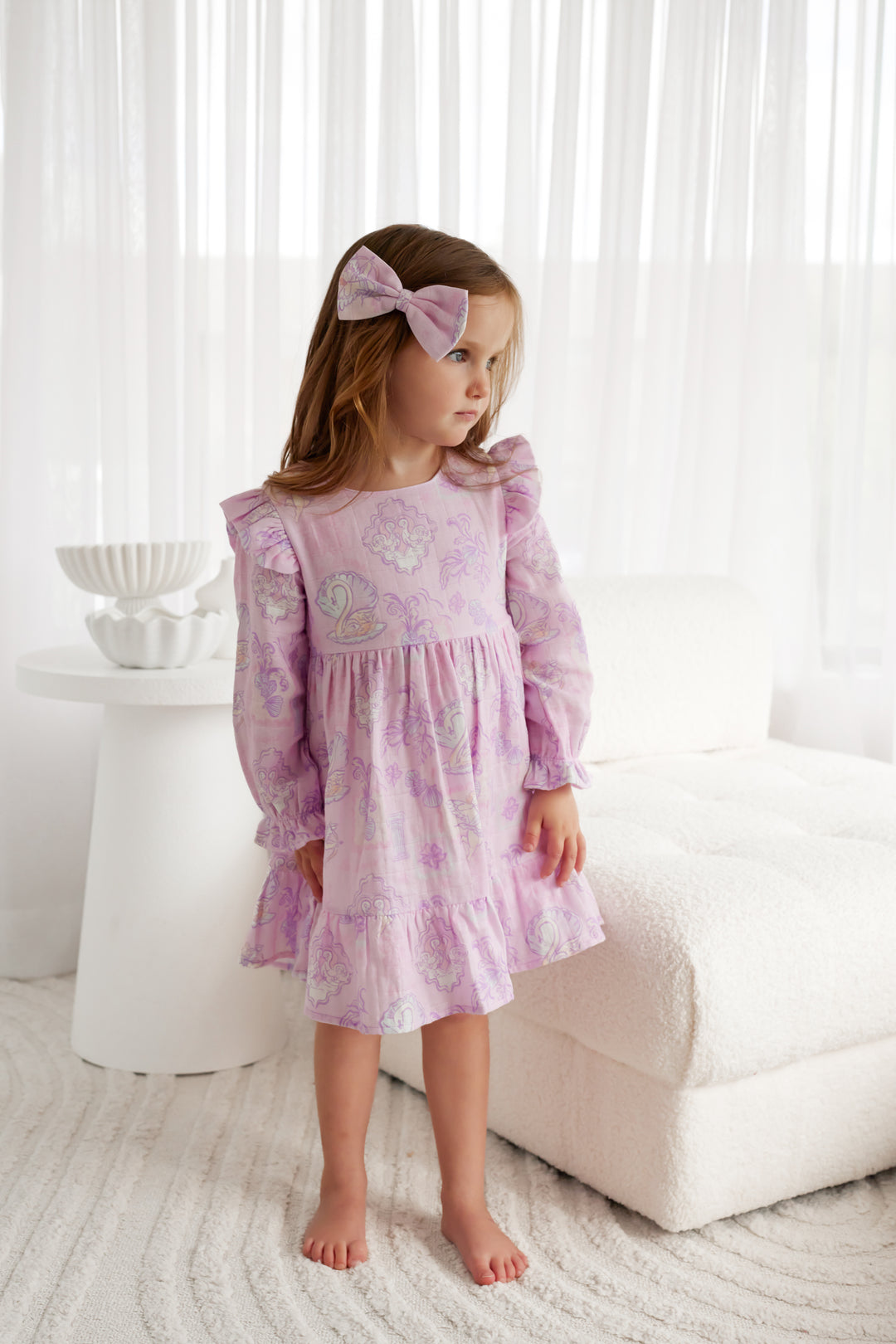 Muslin Ruffle Dress - Swan