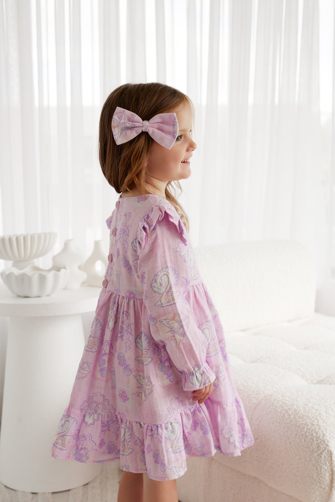 Muslin Ruffle Dress - Swan