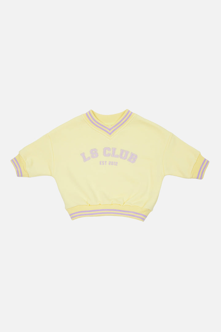 V Neck Logo Jumper - Yellow