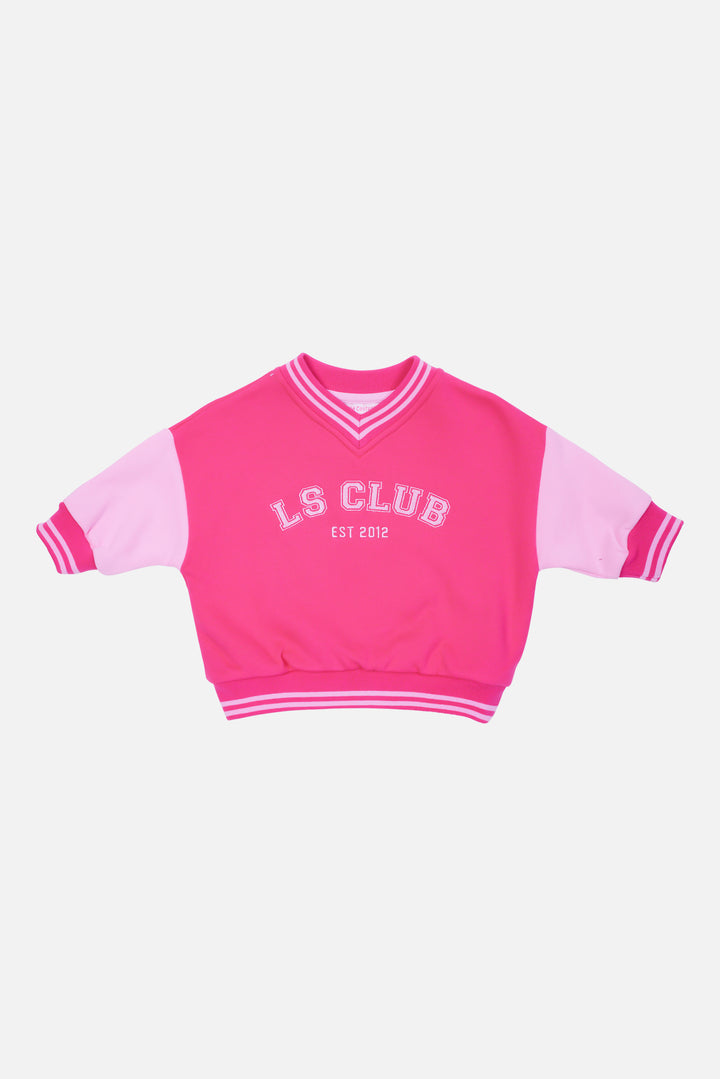 V Neck Logo Jumper - Pink