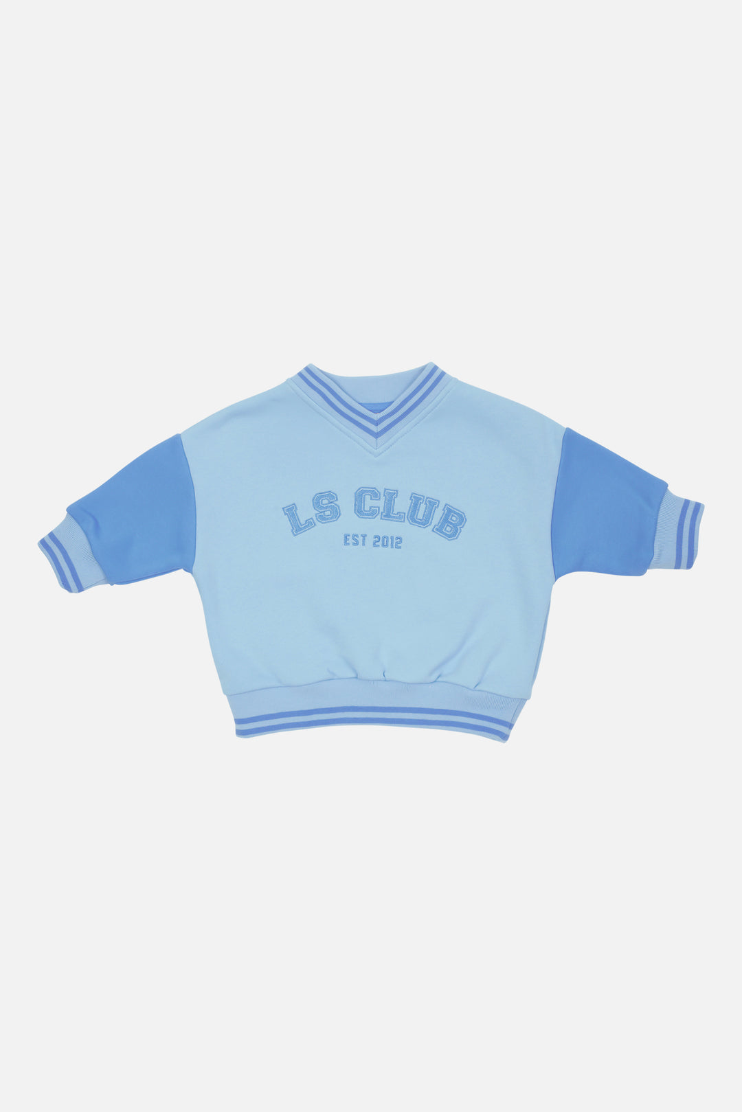 V Neck Logo Jumper - Blue