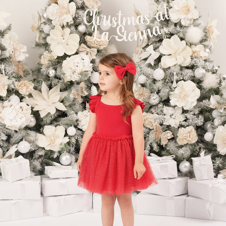 Cozy Flutter Tutu Dress - Red