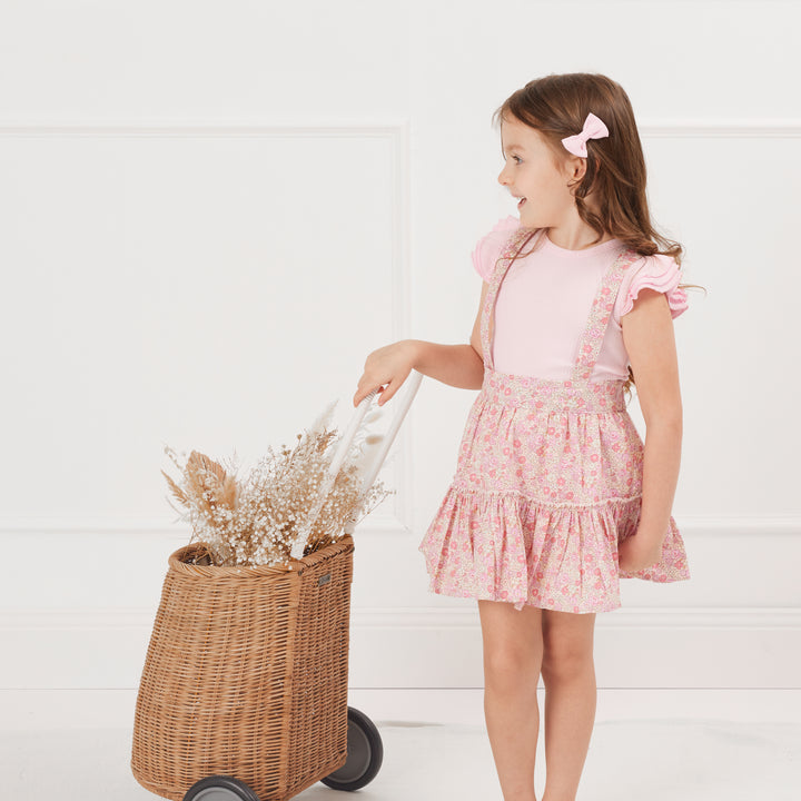 girls floral suspender skirt 