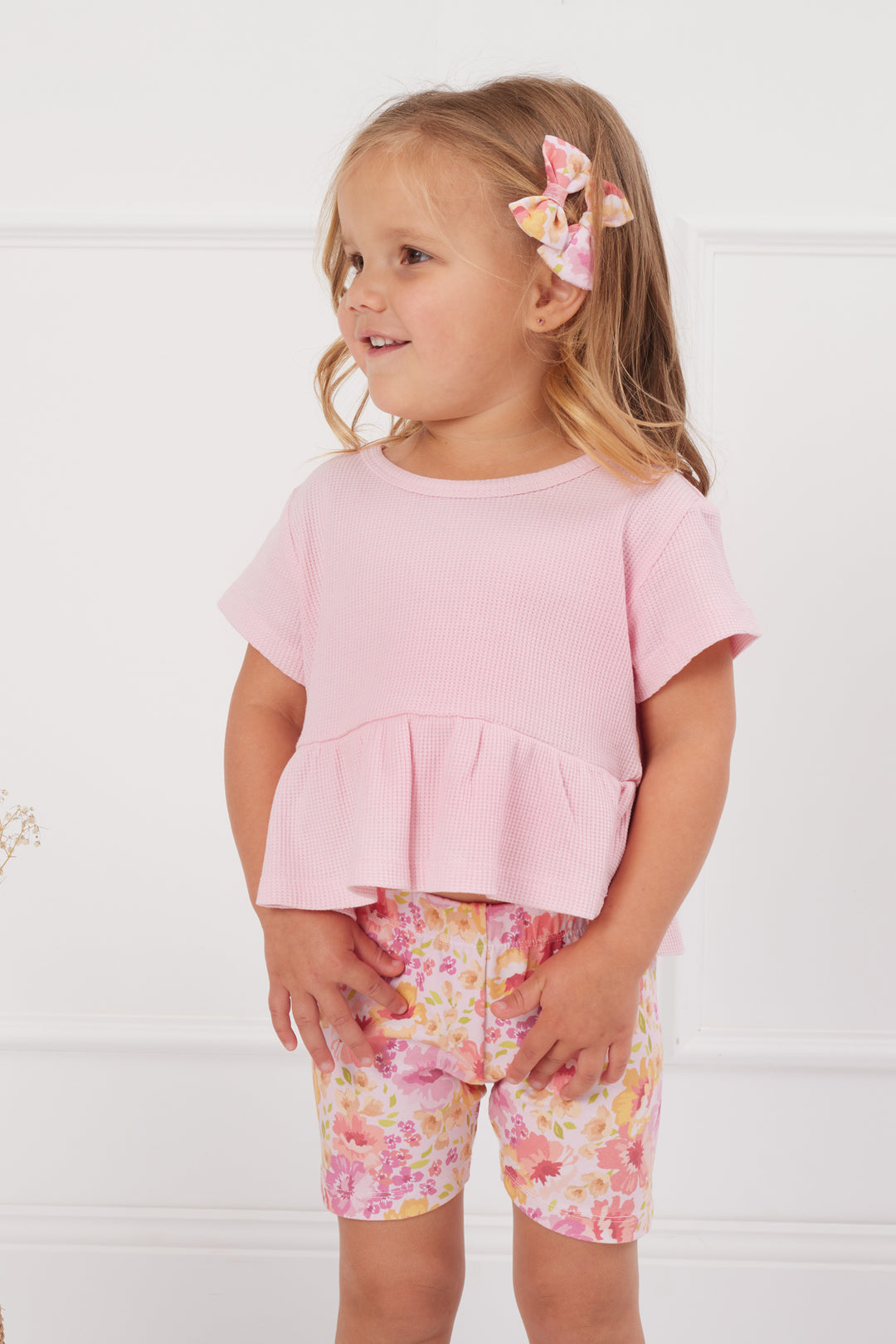 Ruffle Waffle Top - Pink Blossom