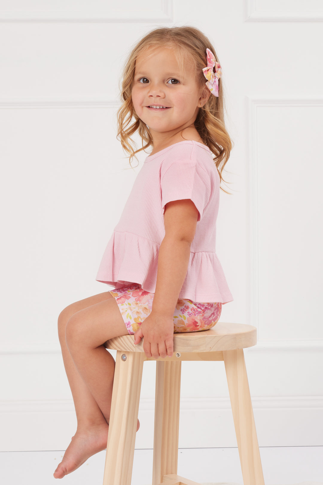 Ruffle Waffle Top - Pink Blossom