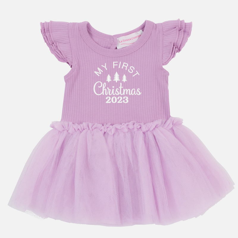 Embroidered Cozy Summer Tutu Dress - Lavender Frost