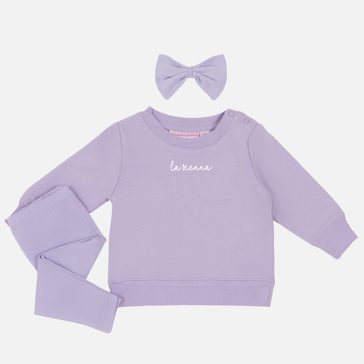 La Sienna Logo Crew Neck and Leggings Set - Lilac