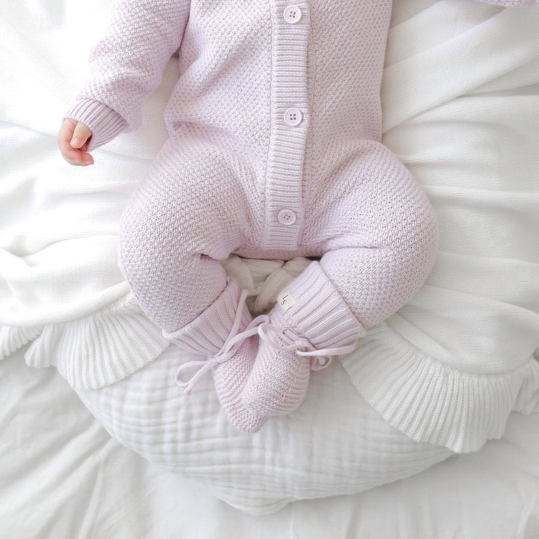 Knitted Booties - Lilac Blossom