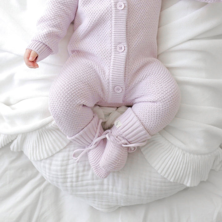 Knitted Booties - Lilac Blossom