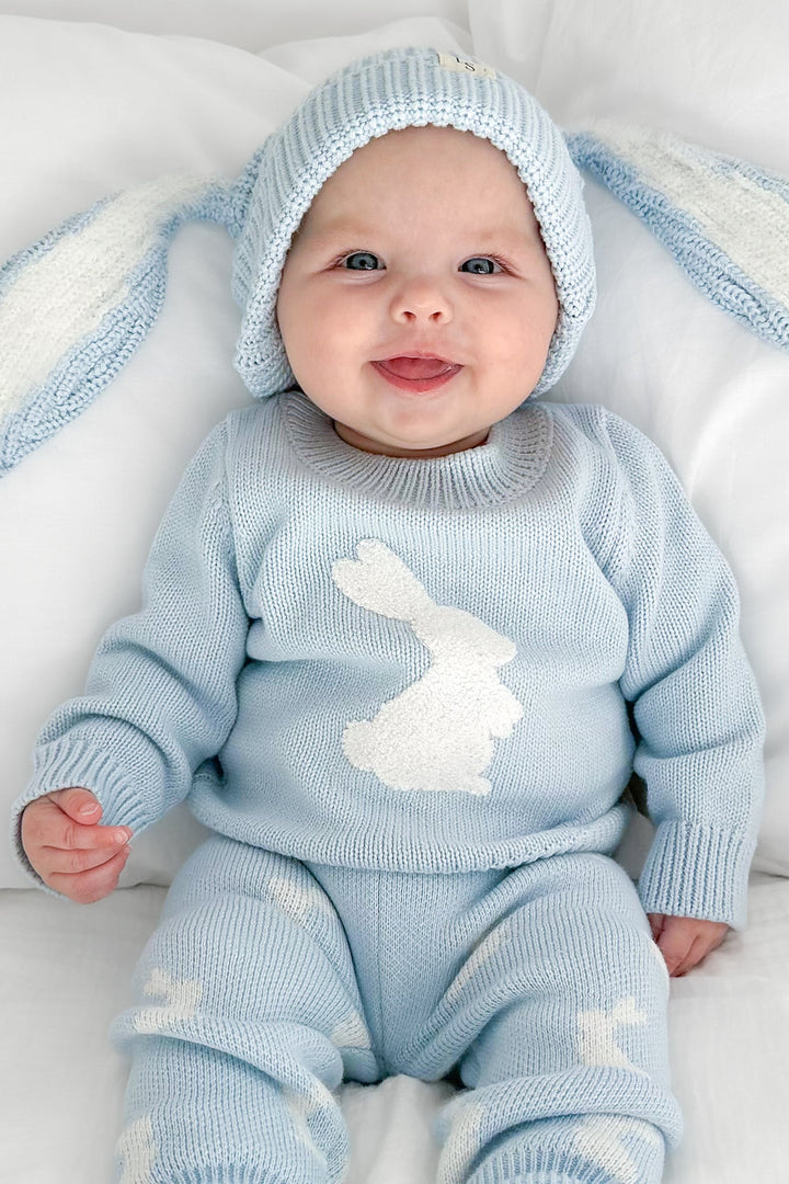 Bunny Chunky Knit Beanie - Sky Blue