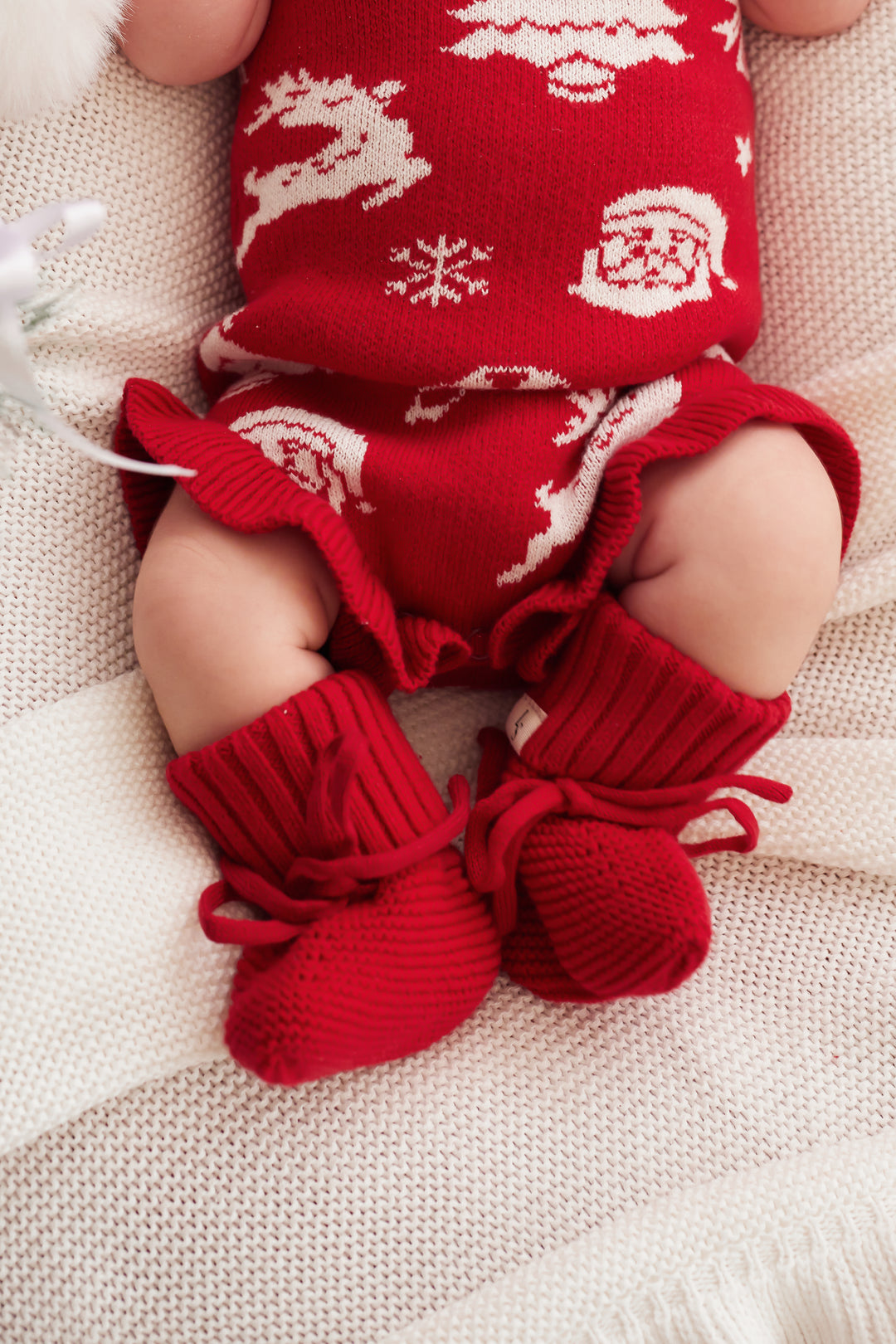 Knitted Booties - Red