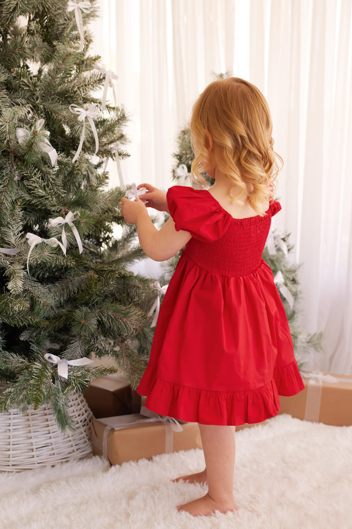 Puff Sleeve Dress - Red