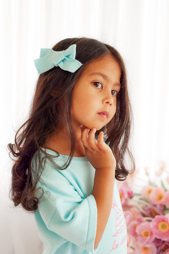 Knitted Mini Bows - Aqua
