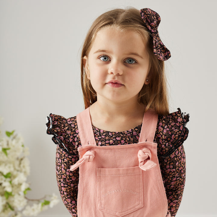 Toddler girls peach overalls