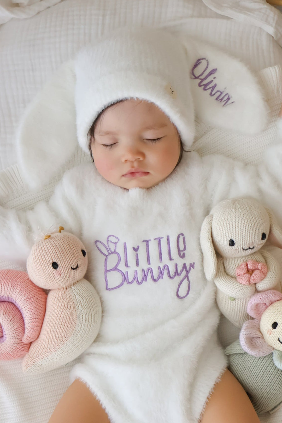 Bunny Fluffy Knitted Beanie - Marshmallow