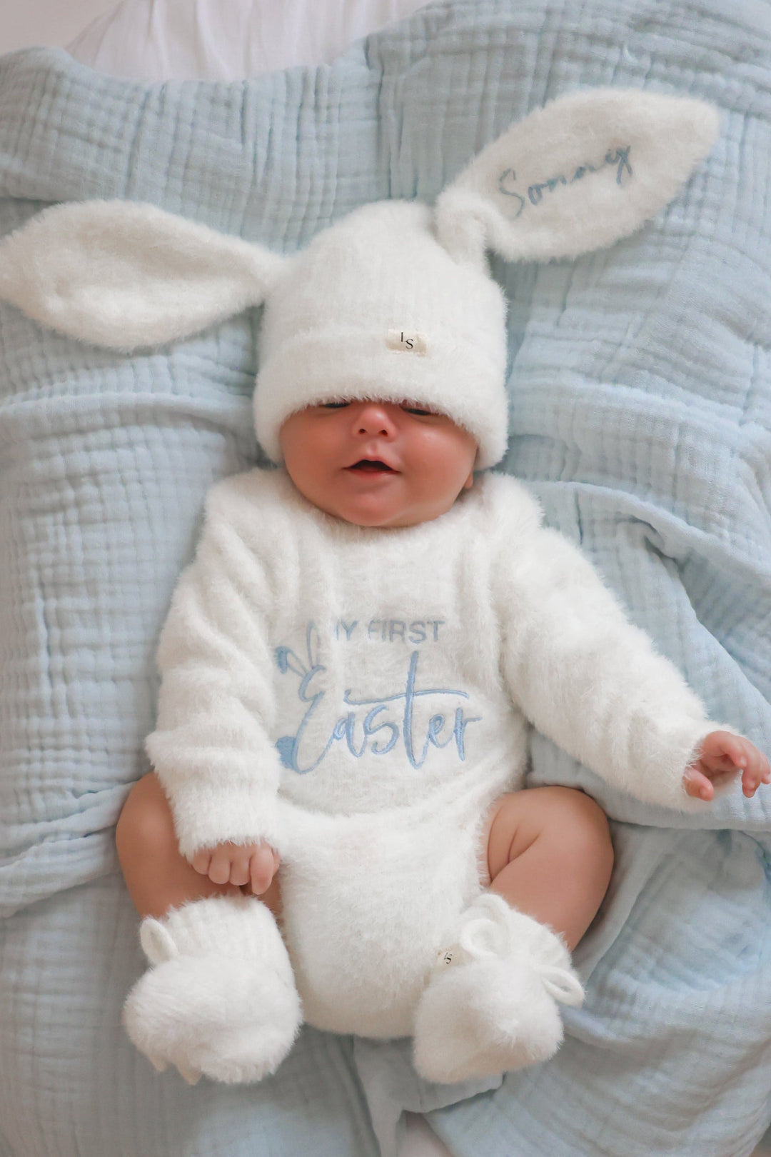 Bunny Fluffy Knitted Beanie - Marshmallow