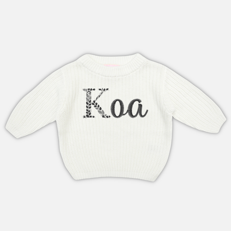 Embroidered Chunky Knit - Marshmallow
