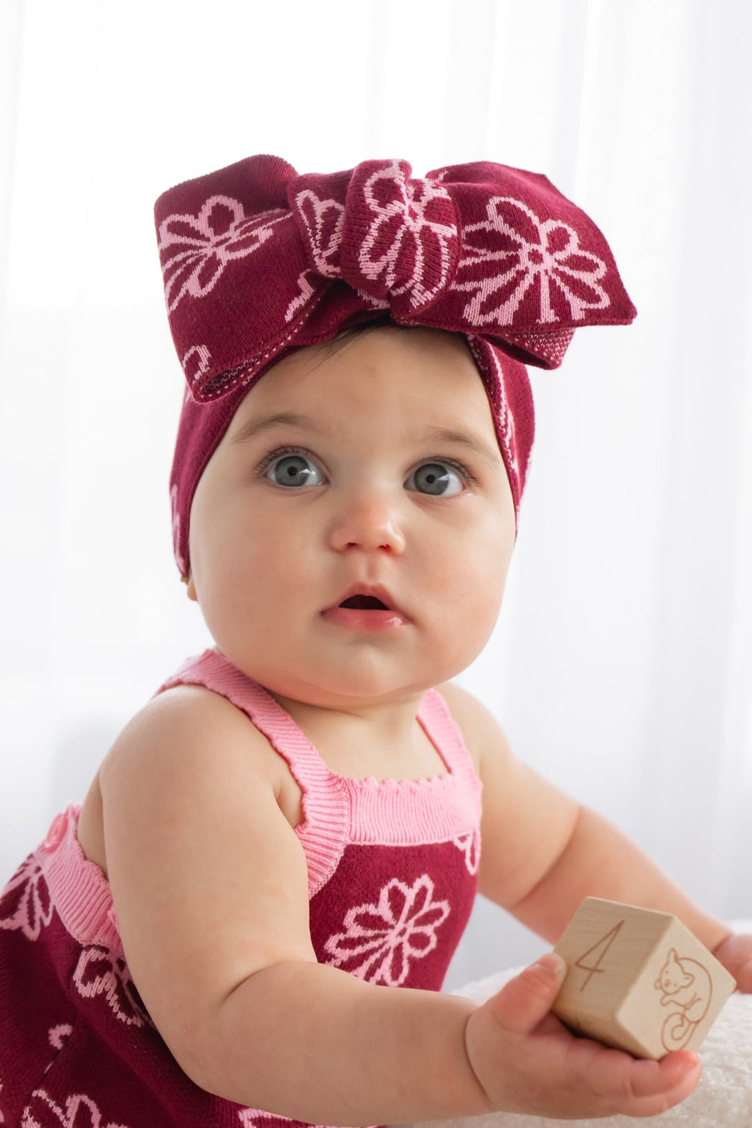 Knitted Headwrap - Merlot Bloom
