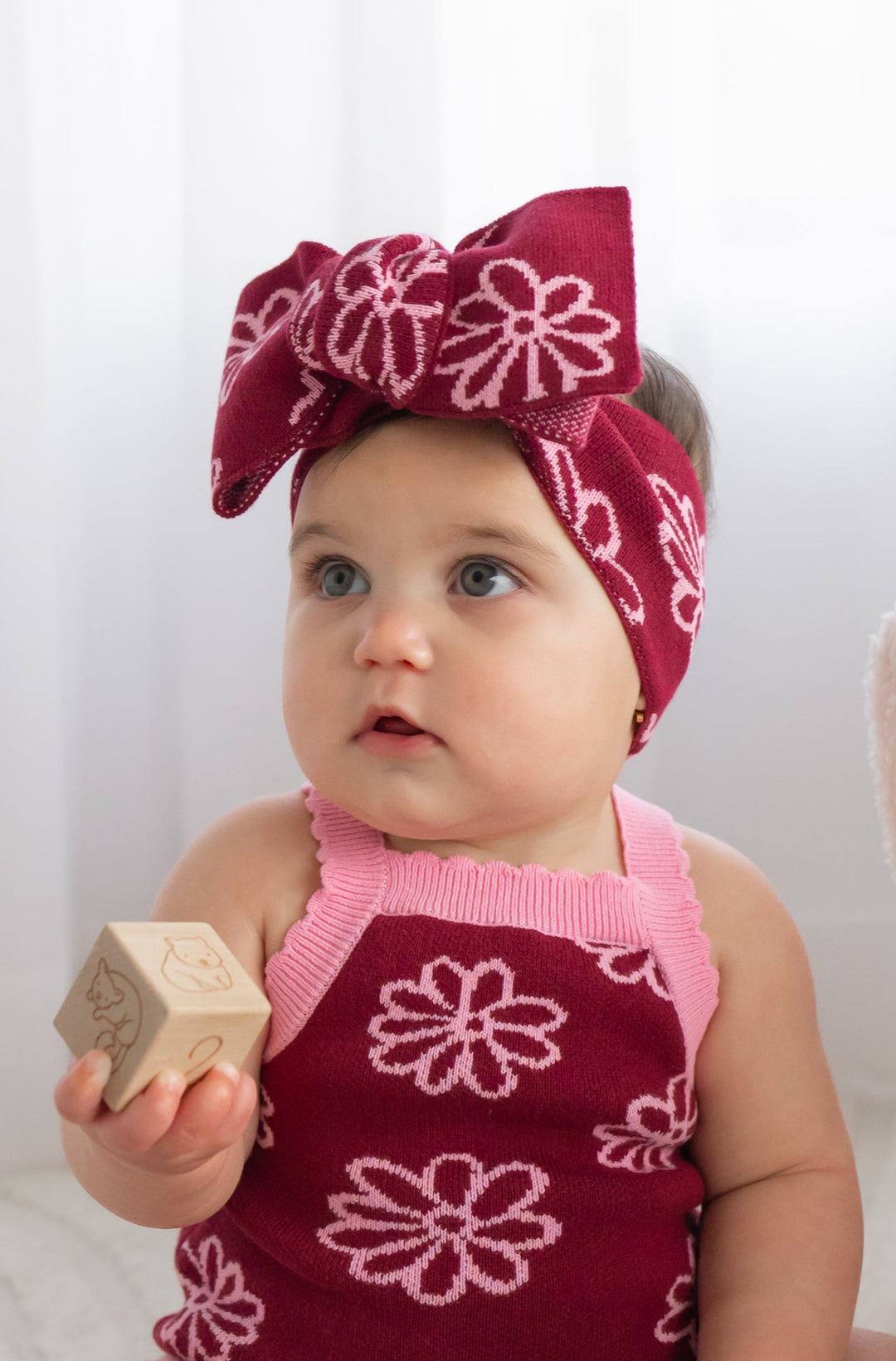 Knitted Headwrap - Merlot Bloom