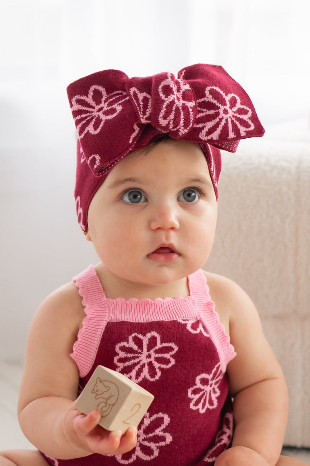 Knitted Headwrap - Merlot Bloom