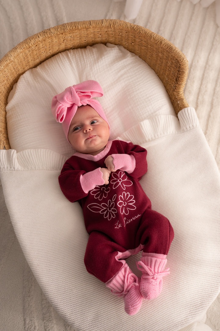 Knitted Jumpsuit - Merlot Bloom