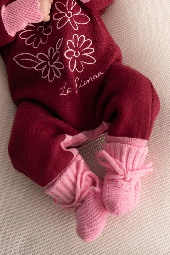 Knitted Booties - Peony Pink