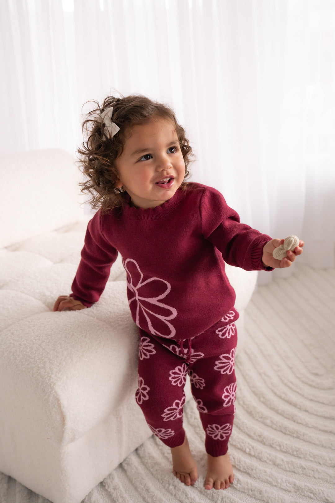 Knitted Pants - Merlot Bloom