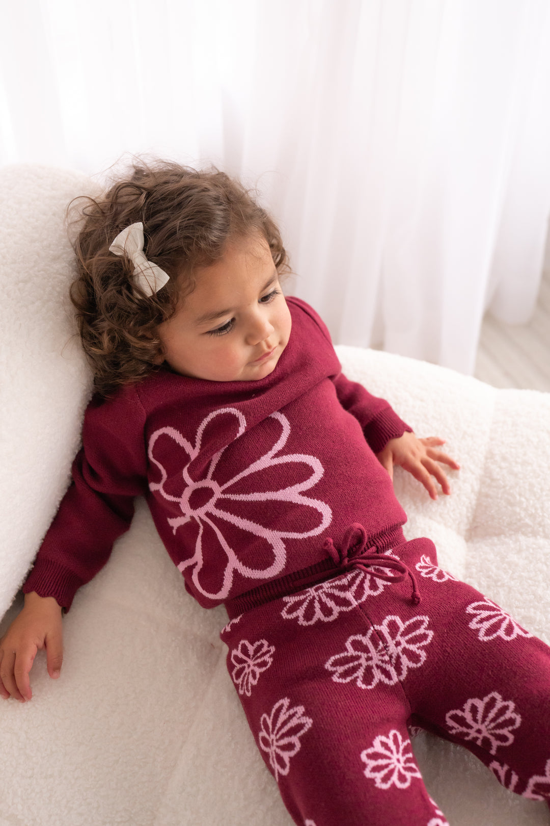 Knitted Pants - Merlot Bloom